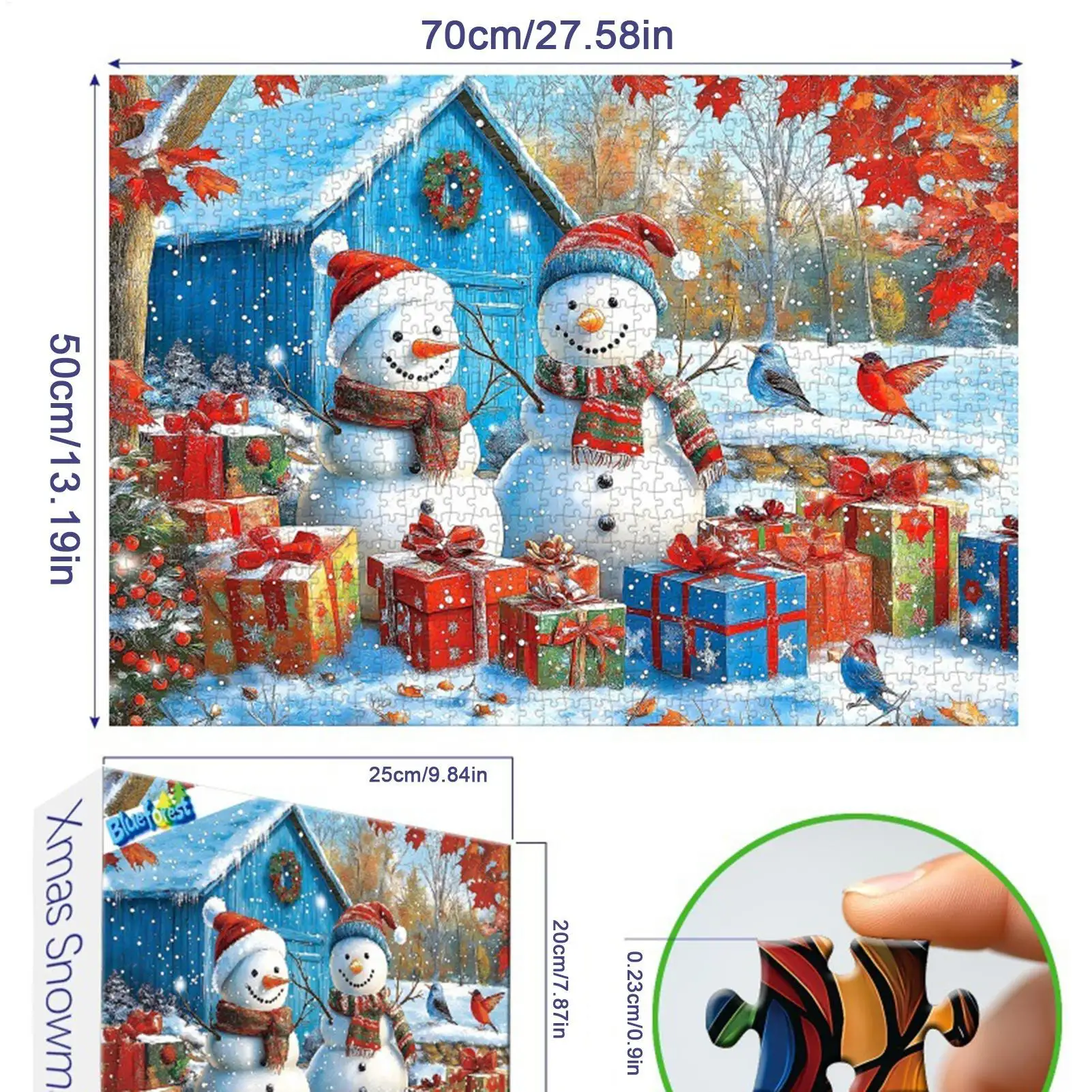 Puzzle 1000 pièces décoratif noël bonhomme de neige puzzle pour femmes hommes amis anniversaire nouvel an maison appartement