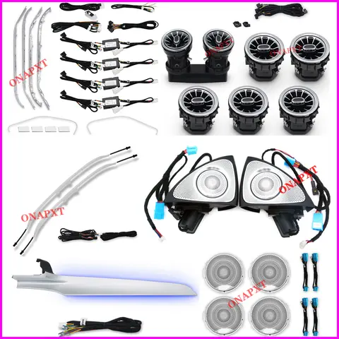 벤츠 C/GLC 쿠페 용 LED W205 X253 C43 C63 C200 C180 자동차 장식 램프 MB 노즐 에어 벤트 3D 트위터 스피커 주변 조명