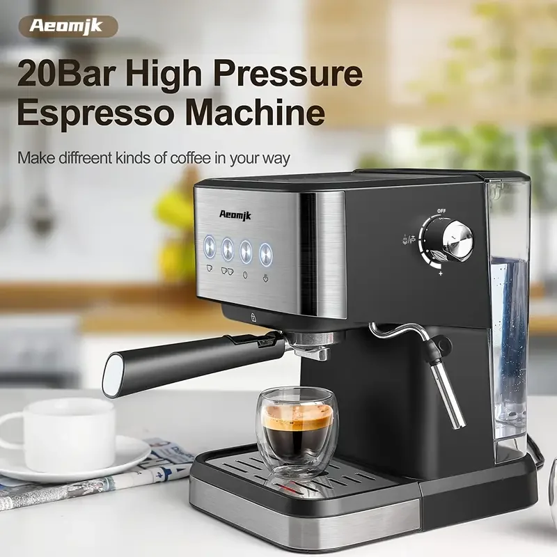 Aeomjk Semi-Automatic Espresso Machine 20 Bar, Professional Coffee Machine Cappuccino Latte Machine with Steam Milk Frother, Espresso Machine with 1.5L Detachable Water Tank