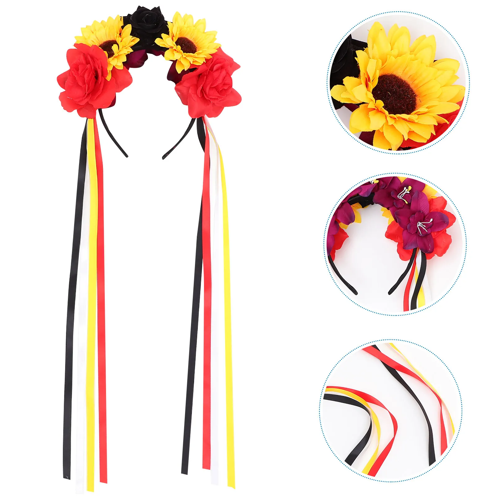 

Rose Peony Flower Headband for Women Floral Hair Accessory Lightweight Halloween Headband with Ribbon Decorative Feminine Style