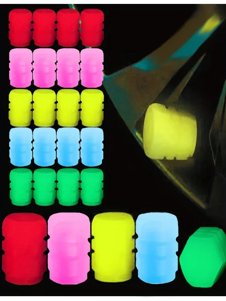 Bouchons de Valve de pneu lumineux, multicolore, Fluorescent, décor lumineux de nuit, buse de roue de moto, anti-poussière, capuchon de tige de Valve de pneu