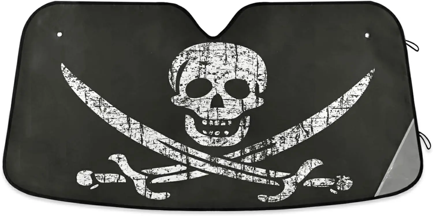 

Веселый Роджер Пиратский Череп Автомобильный Солнцезащитный Козырек Лобовое Стекло Гранж Скелет Солнцезащитный Козырек Защита УФ-лучей Складной Солнцезащитный Козырек для Переднего Ветра