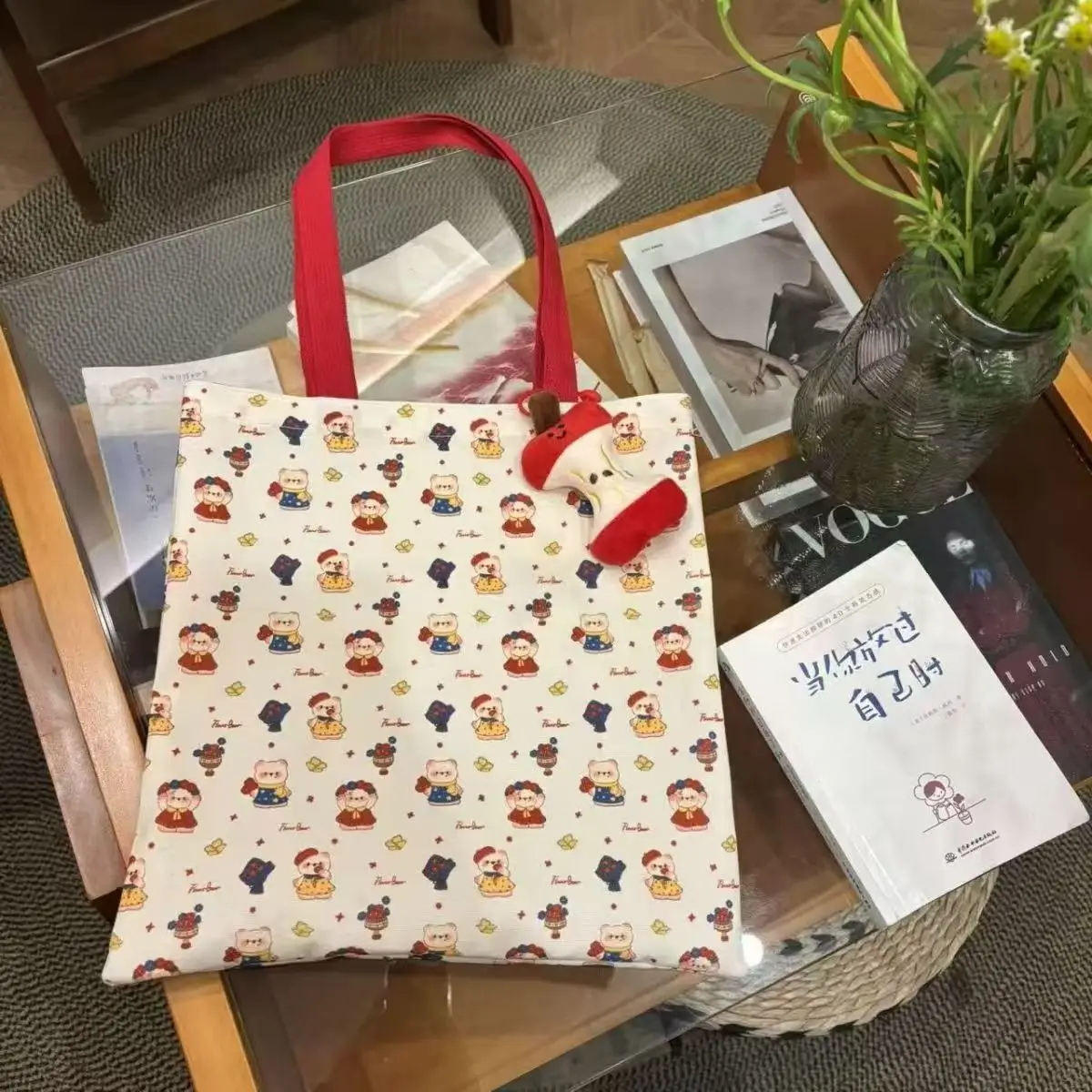 

2025 Korean Large Capacity Commuter Bag for Women, New Cute and Casual Cartoon Tote Bag for Students, Versatile Classroom Should