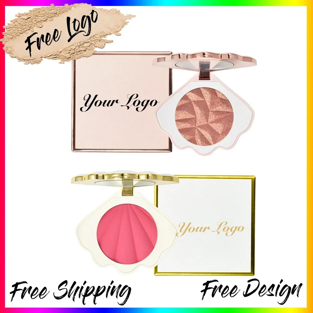 Shell Shape Blush Makeup Highlighter Private Label Eye Shadow Fine Non-flying Powder Single Bronzer Wholesale Blusher