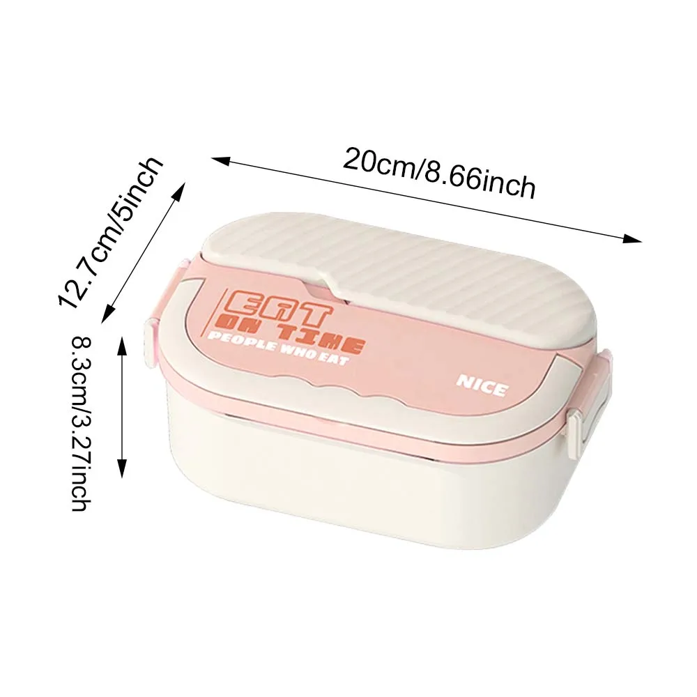 304 stainless steel lunch box with chopsticks and spoon, leak proof locking lid, separated food compartment lunch box view 2