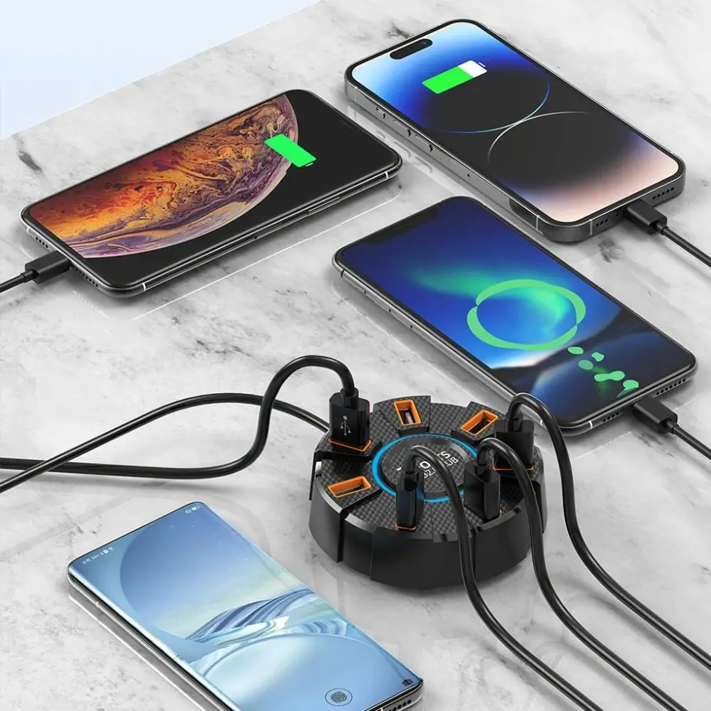 

RGB Backlight 7 Ports Multiple Expander Extend USB Splitter USB 2.0 Hub 1 in 7 High Speed Multi Splitter Adapter