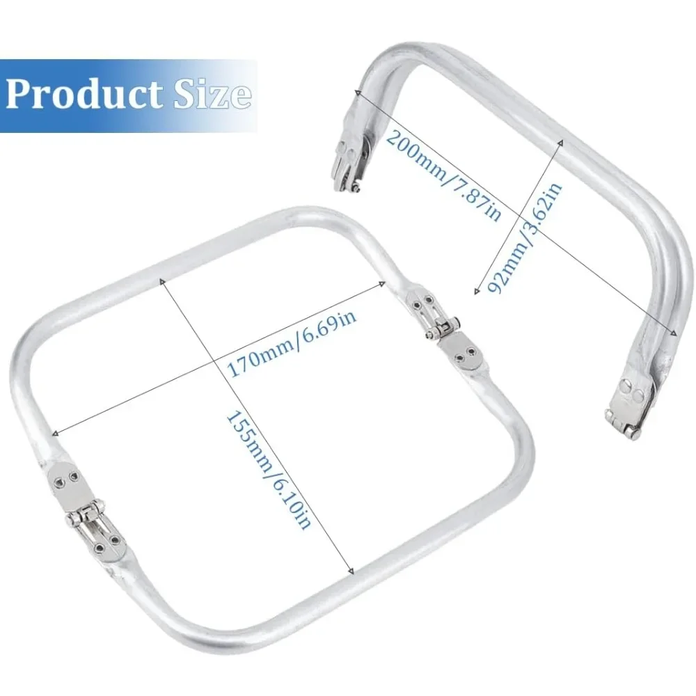 2 Pieces 200mm Aluminum Bag Kiss Clasp Shaped Tubular Inner Frame,Crochet Bag Closures,Square Clutch Frame Assembled Bag