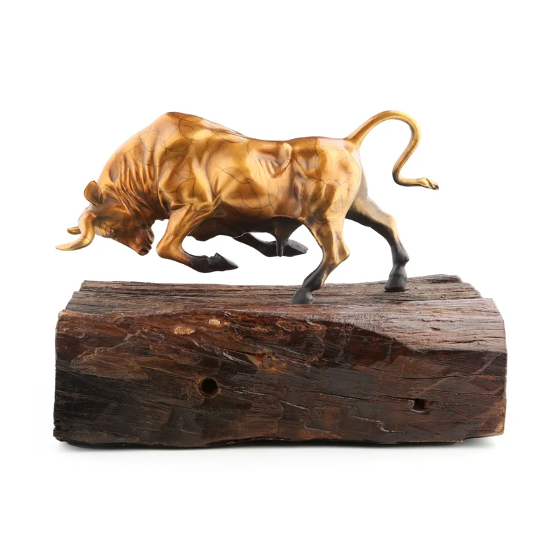 TOP - Unique -Finance stock market Money drawing Wall Street Charging Bull Brass statue # office auspicious efficacious Talisman