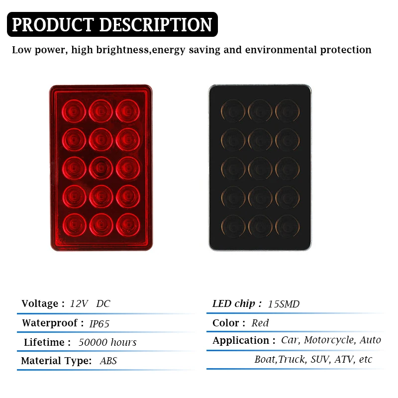 LED 3rd Brake Light Hot Sale F1 Style 15 LED Rear 3rd Third Strobe Flashing Tail Brake Stop Light Universal Replacment Parts