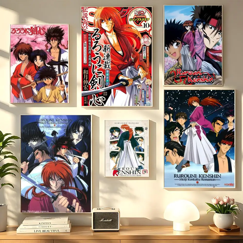 Anime R-Rurouni Kenshin Poster Decorative Wall Sticker Mural Photo Print for Bedroom Living Room Hallway Home Decor Gift