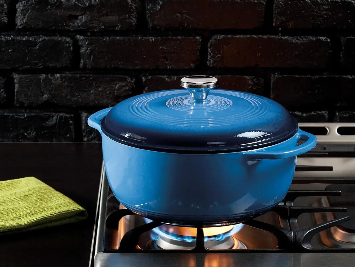 Lodge 6 Quart Enameled Cast Iron Dutch Oven with Lid – Dual Handles – Oven Safe up to 500° F or on Stovetop - Use to Marinate