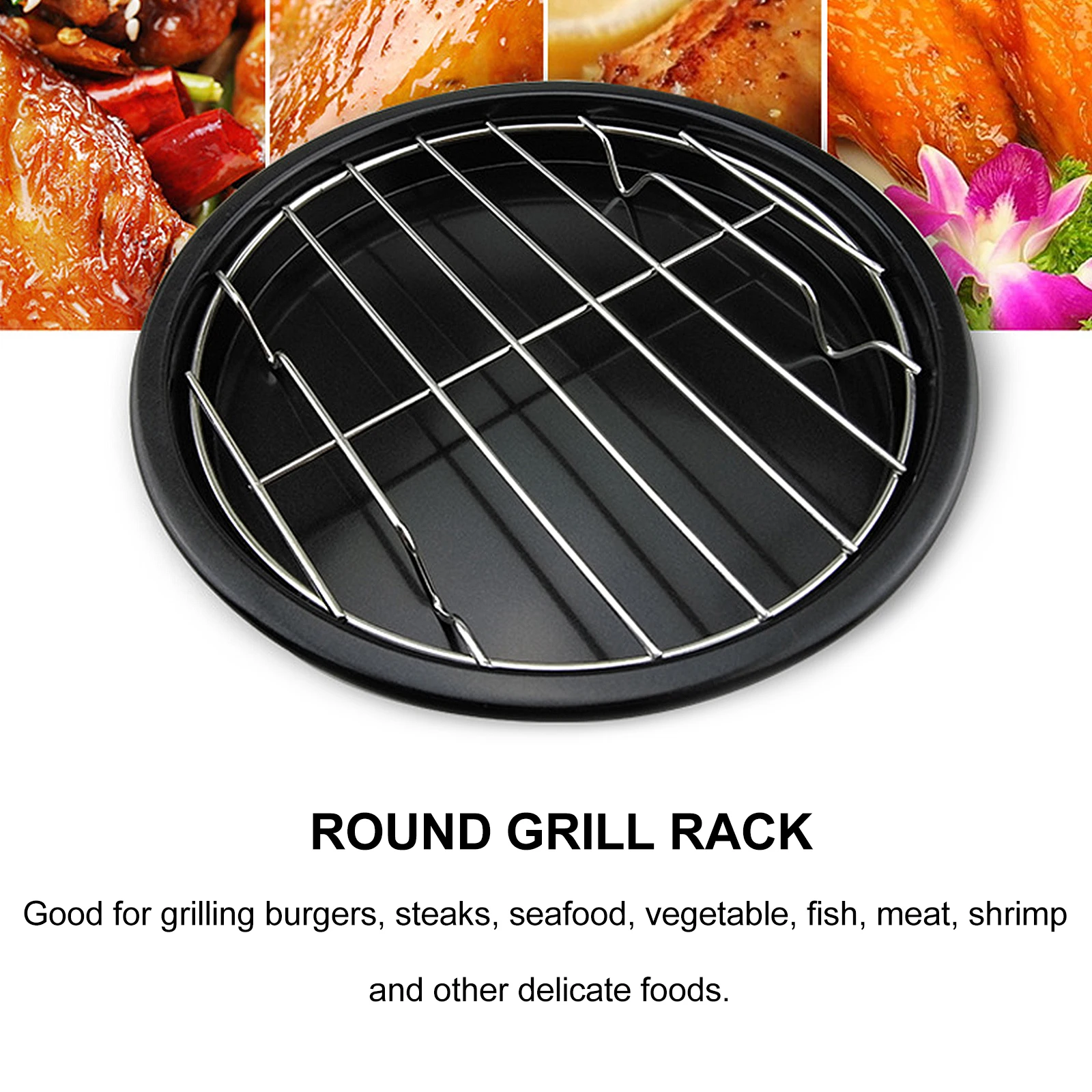 

2pcs Stainless Steel Bbq Rack Lightweight Round Grilling Stand For Steak Fish Pizza Outdoor Barbecue Camping Cooking Meat Net