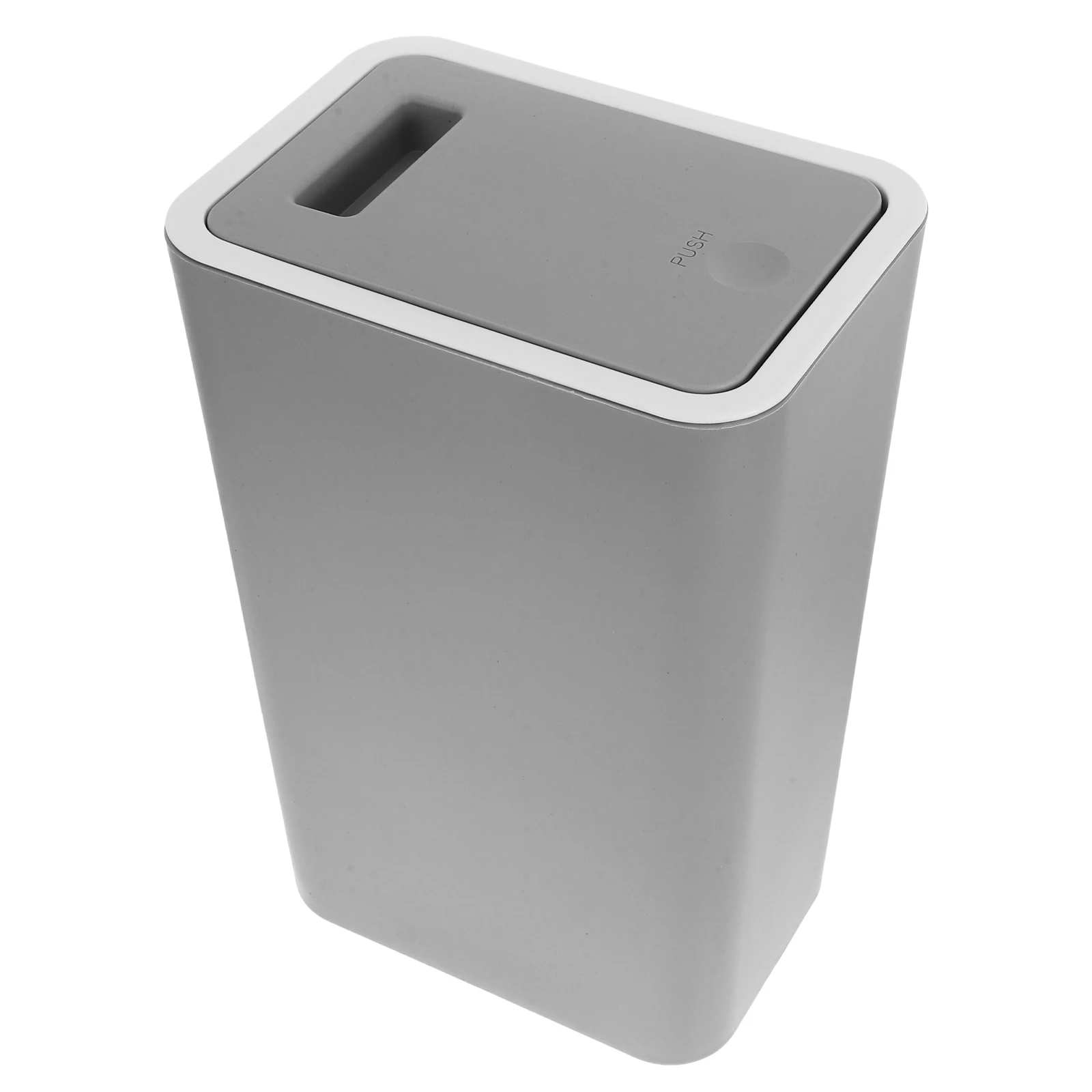 

Light Grey 10.5L Capacity Push Trash Can Bins Rubbish Container Dorm Bedroom Bathroom Slim Plastic Garbage Can Lid Odor
