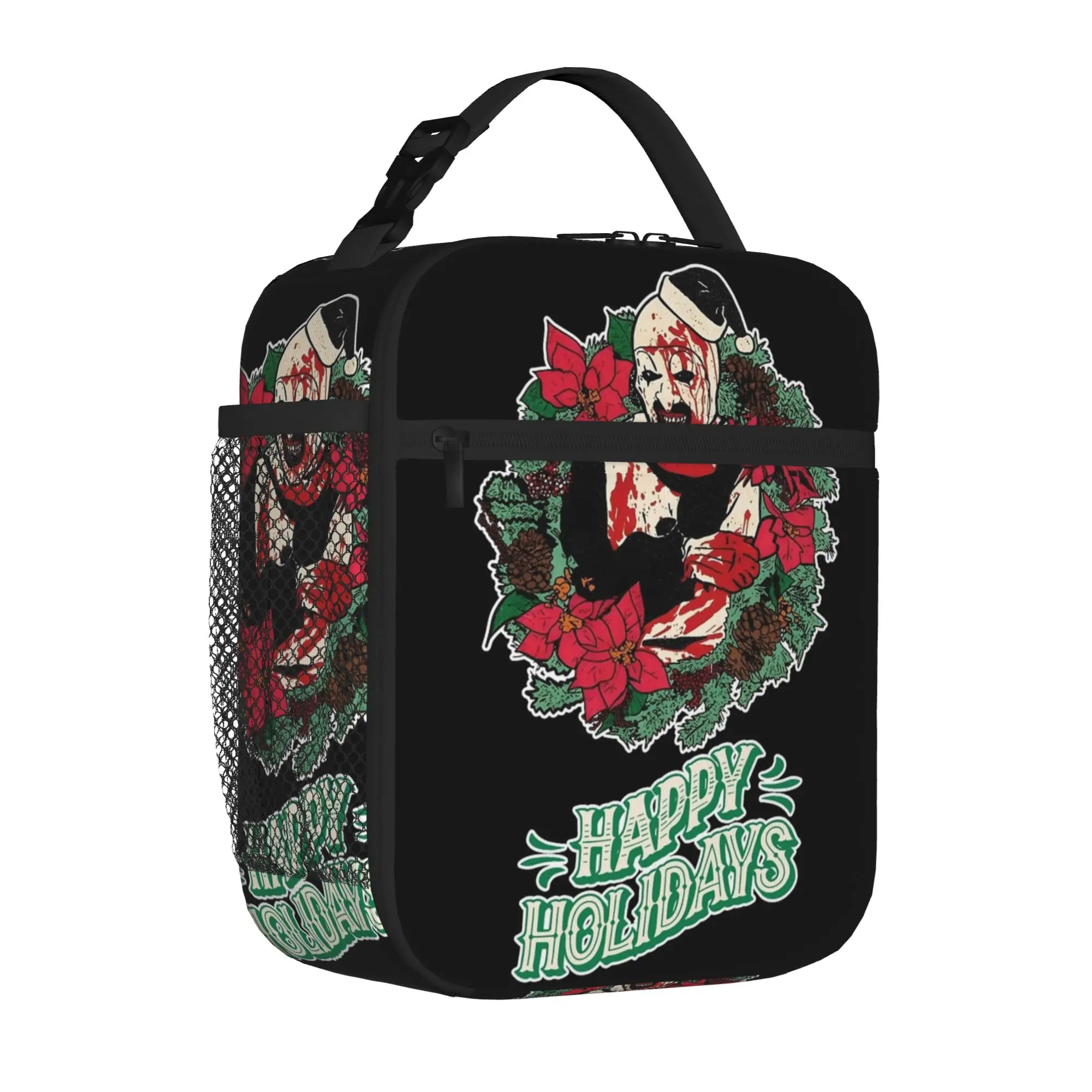 Terrifiers Christmas Santa Scary Clown Thermal Insulated Lunch Bags for School Halloween Bento Box Thermal Cooler Lunch Boxes