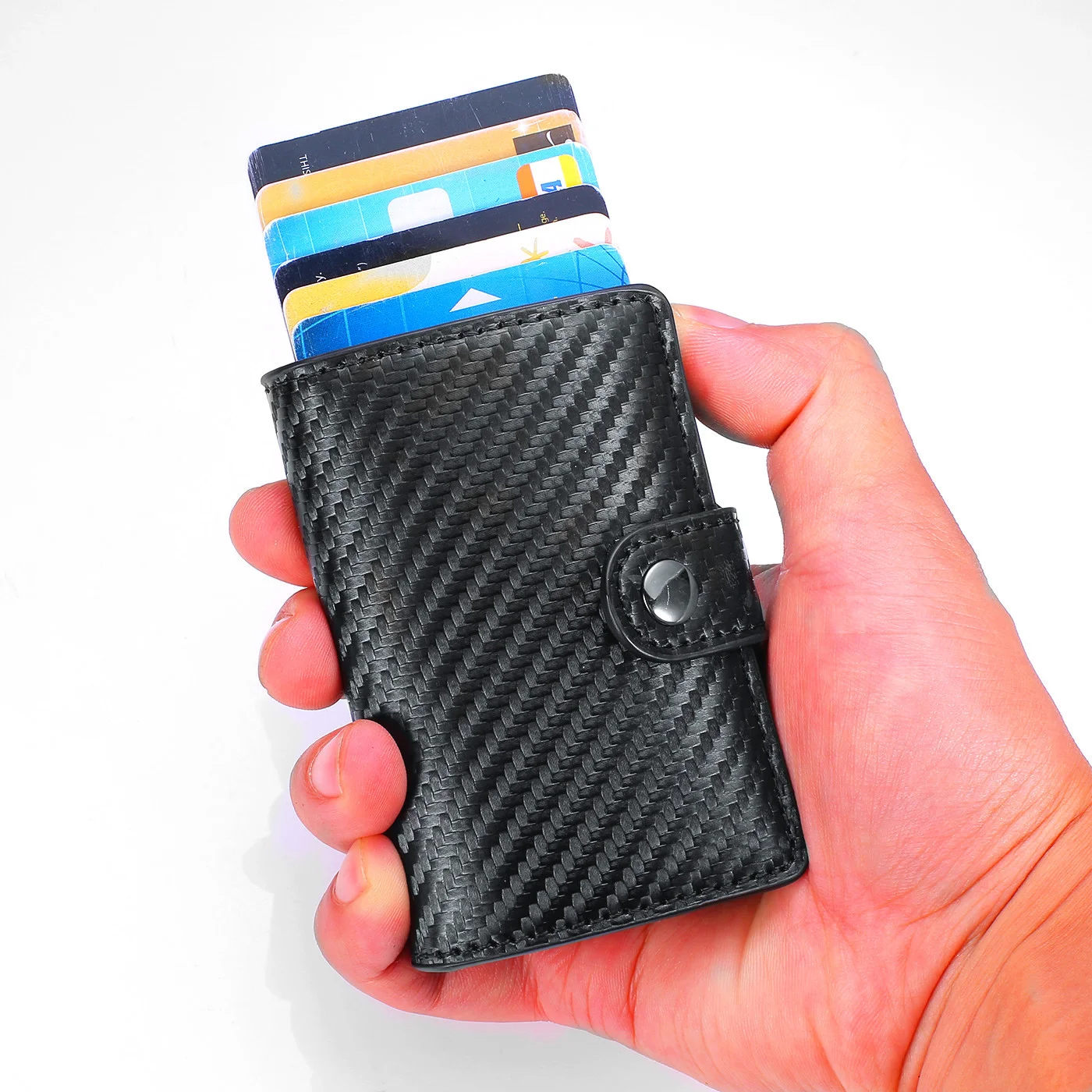

Анти-Rfid-держатель для карт, мужская сумка, кошелек, кошелек, Vip-дизайнерская роскошная сумка, умный держатель для кредитных карт, тонкий всплывающий женский черный клатч