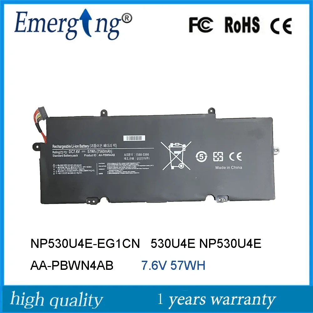 

7.6V 57WH AA-PBWN4AB Battery for Samsung NP530U4E NP540U4E NP730U3E-K01NL K01PL S04DE X03DE NP740U3E-A01FR