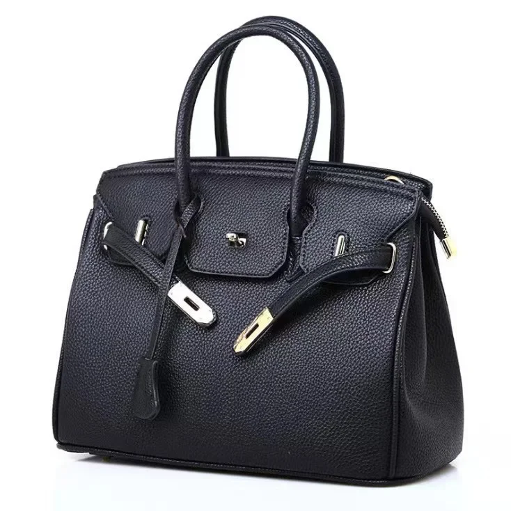 Classic large capacity lychee patterned platinum bag is versatile, trendy shoulder bag, high-end handbag for women