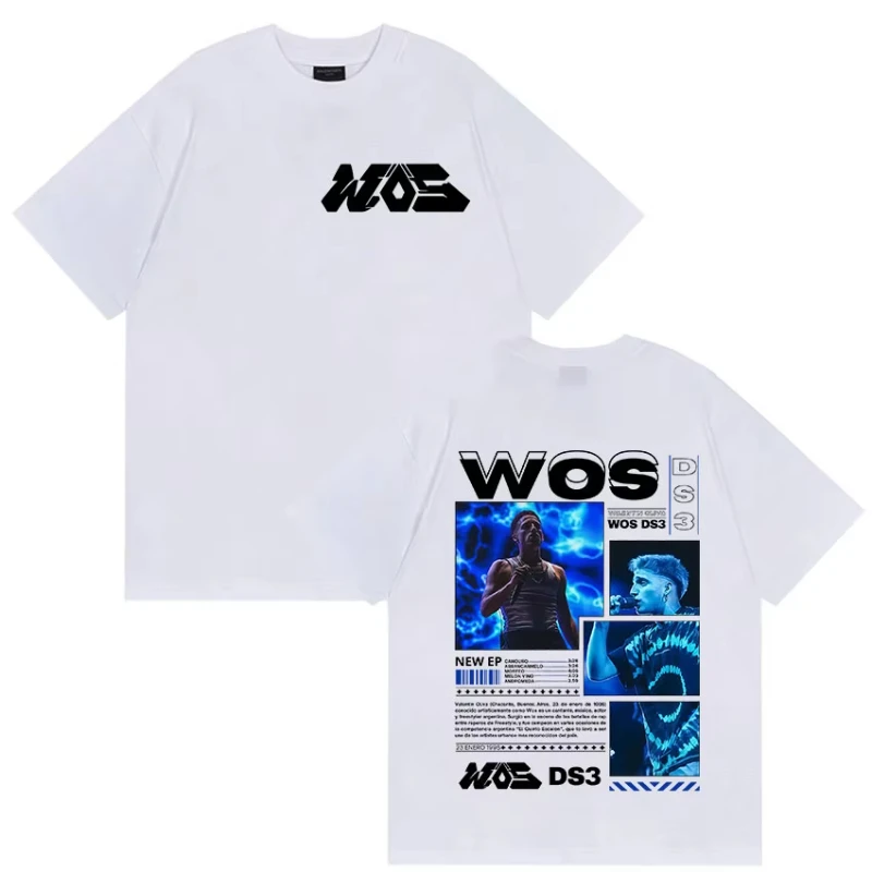 Camiseta del Álbum de la Gira 2025 del Rapero Wos Ds3, Camiseta de Manga Corta Estilo Hip Hop Gótico para Hombre, Camisetas de Algodón de Alta Calidad a la Moda