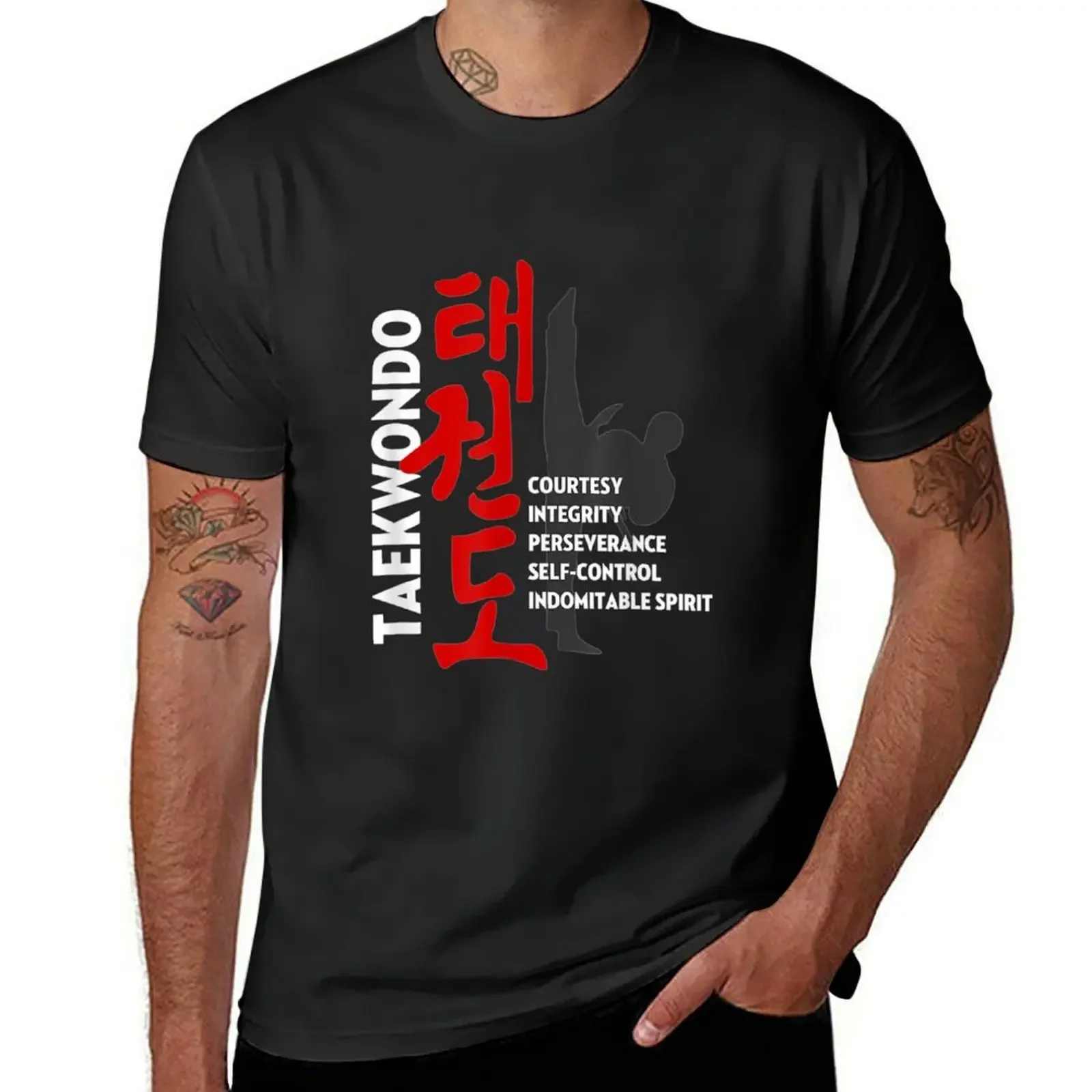 Taekwondo Tenets T-Shirt blacks kawaii clothes t shirt men 100℅ cotton