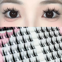 100-Strand Anime Lashes, Single Strand DIY, Korean Style, Fine Black, Natural, Dynamic, Curled, 10-13mm, Reusable For Beginners