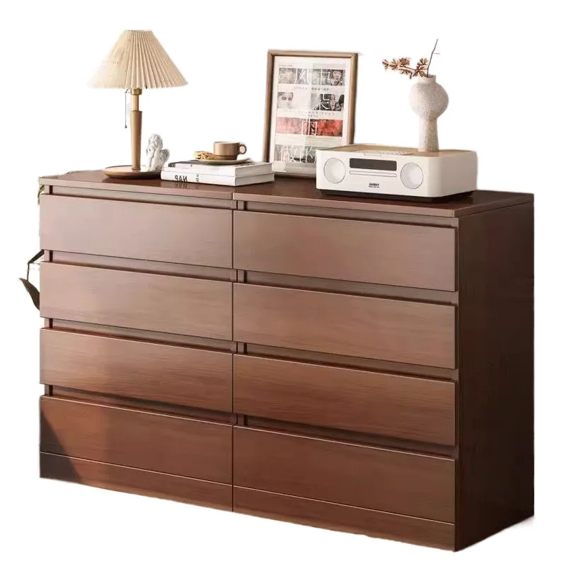 

Retro style chest of drawers six chest of drawers chest of drawers bedroom bedside storage cabinet walnut color storage cabinet