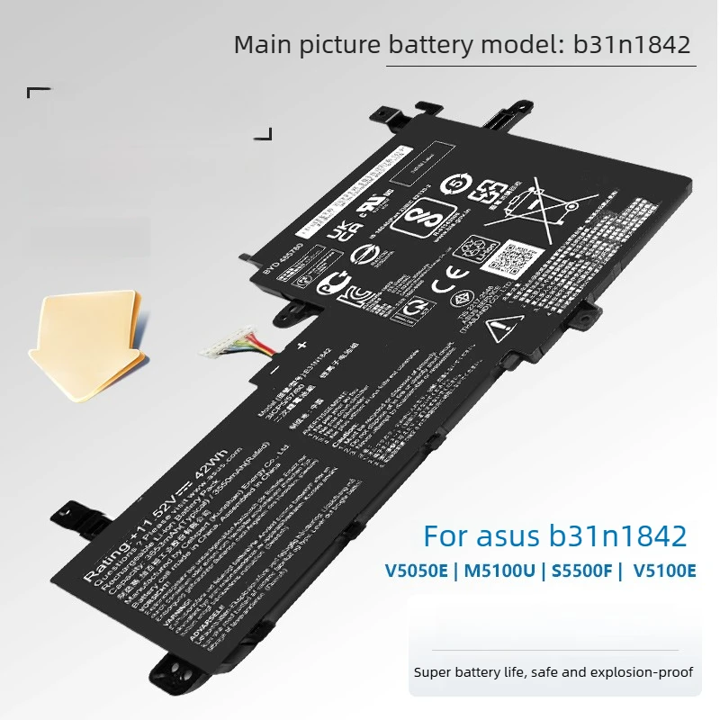 High-Quality B31N1842 3550mAh 11.52V Battery for ASUS V5050E S5500F V5100E M5100U V531F/FL S5500F X1502Z K513E Laptop Battery