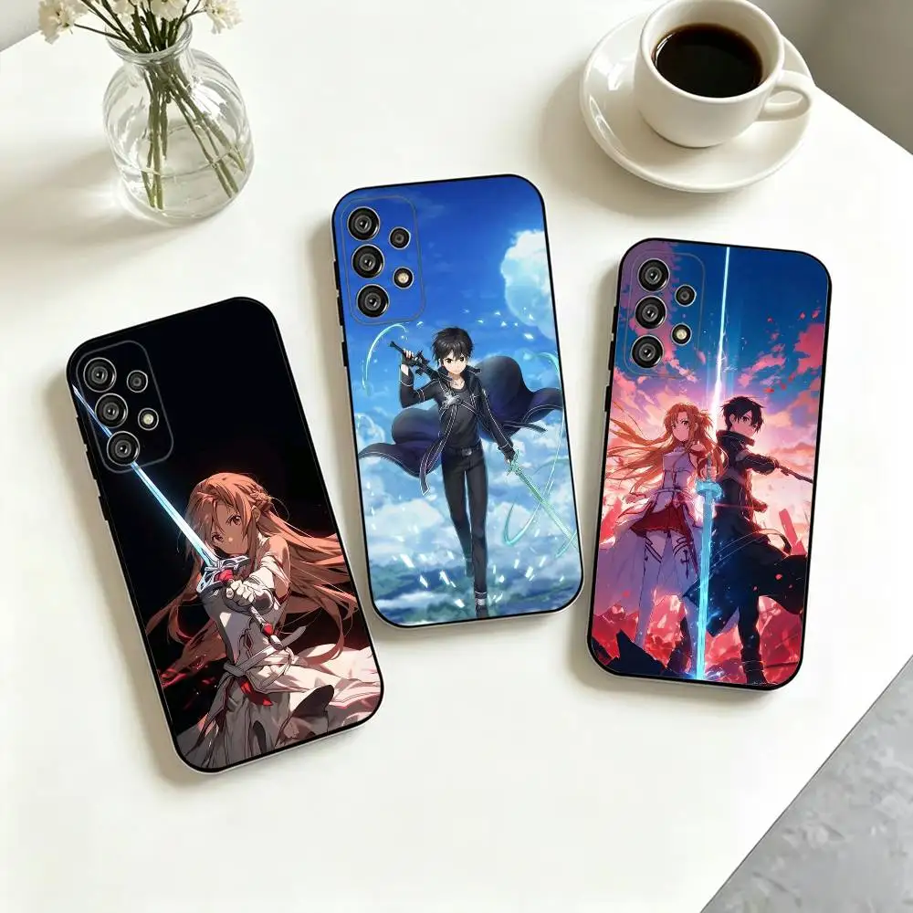 S-Sword Art Online-E SAO  Phone Case Black Silicone Soft For Samsung S25,S24,S21,S22,S23,S30,Ultra,S20,Plus,Fe,Lite Gift