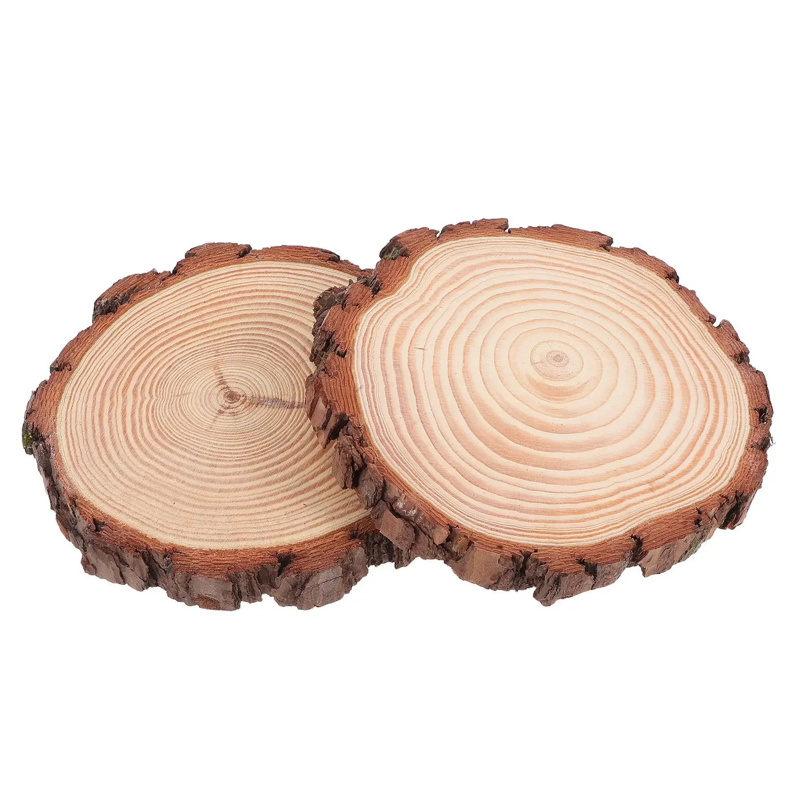 2Pcs Natural Rustic Wood Bark Slices 18-20Cm Unfinished Round Wood Discs for Crafts DIY Wedding Centerpieces Wooden Crafts
