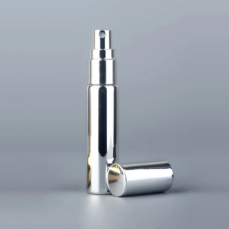 100 Teile/los 10ML Tragbare UV Glas Nachfüllbare Parfüm Flasche Mit Aluminium Zerstäuber Spray Flaschen Probe Leere Behälter