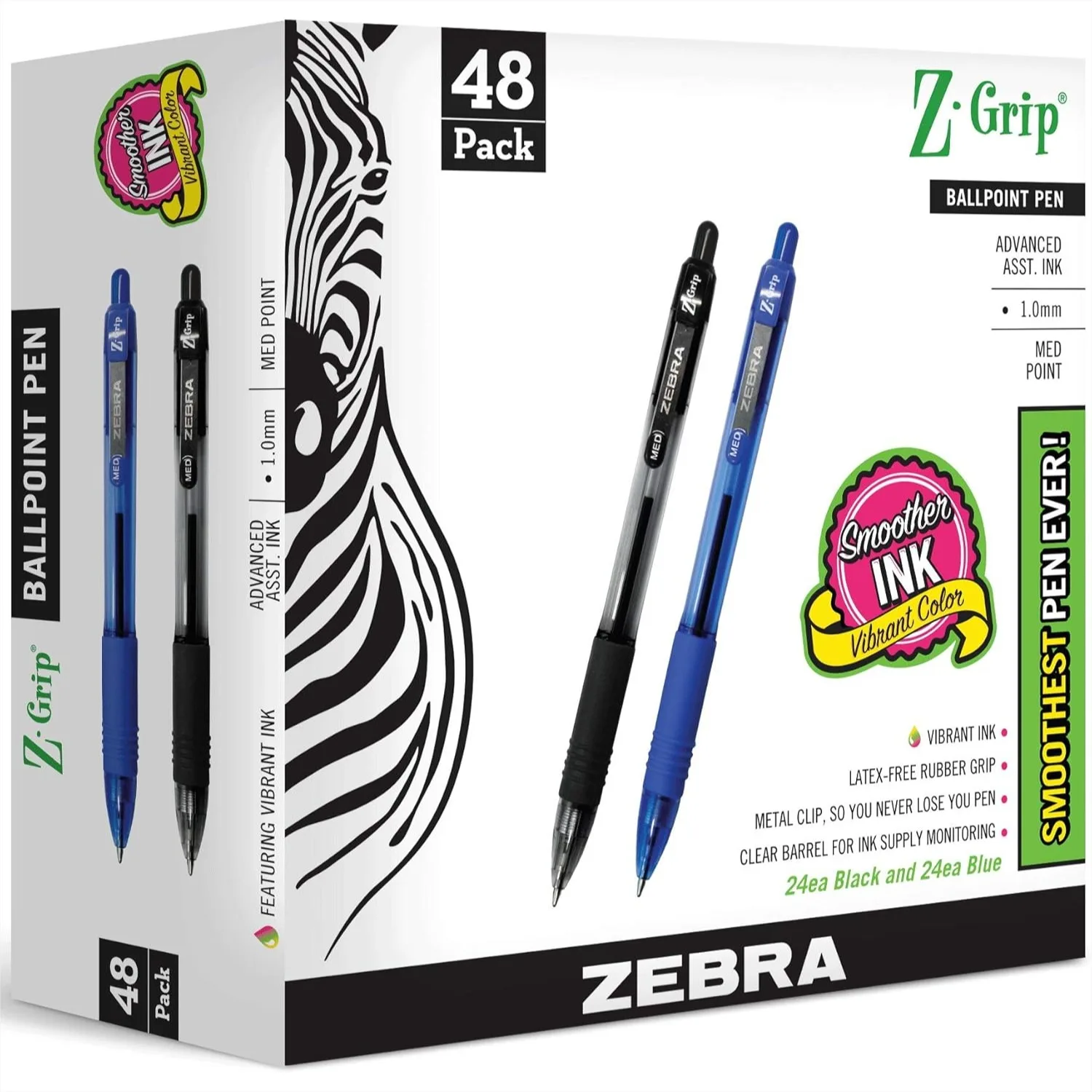 

Retractable Ballpoint Pens Medium Point 1.0 mm, 48 Pack Combo Black & Blue, Smooth Writing Office School Supplies