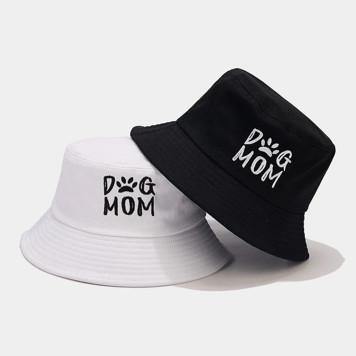 DOG MOM Letters Embroidery Fisherman Hat For Women Men Solid Color Bucket Hat Summer Outdoor Visors Sun Hat