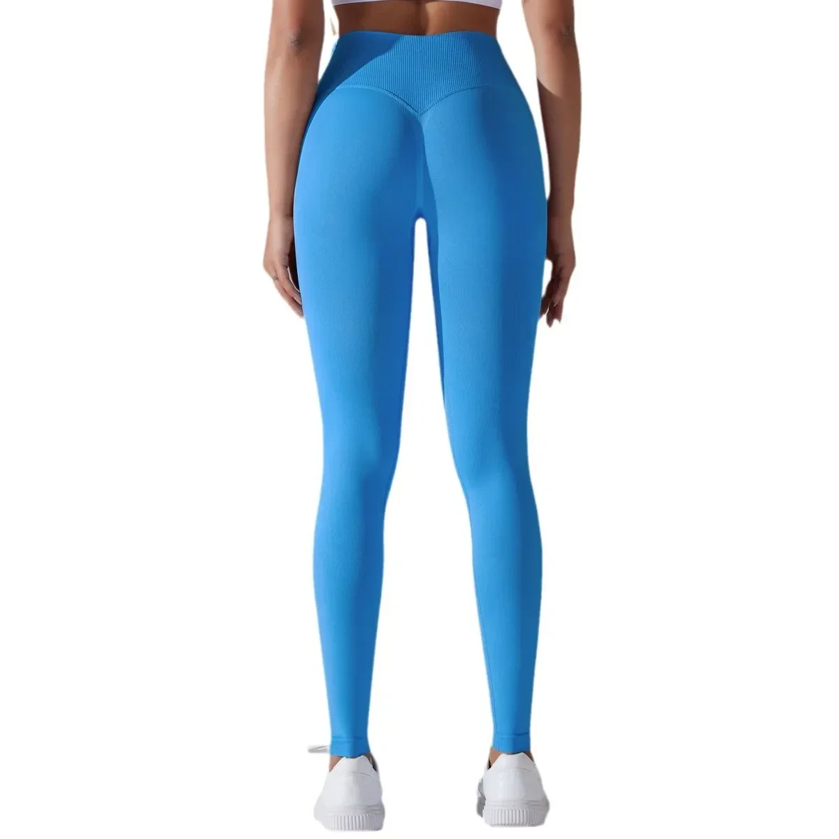 Seamless Knitted Yoga Pants Cross Waist Peach Hip Lift Yoga Running Cycling Pula Sports Leggings Breathable Fitness Pants