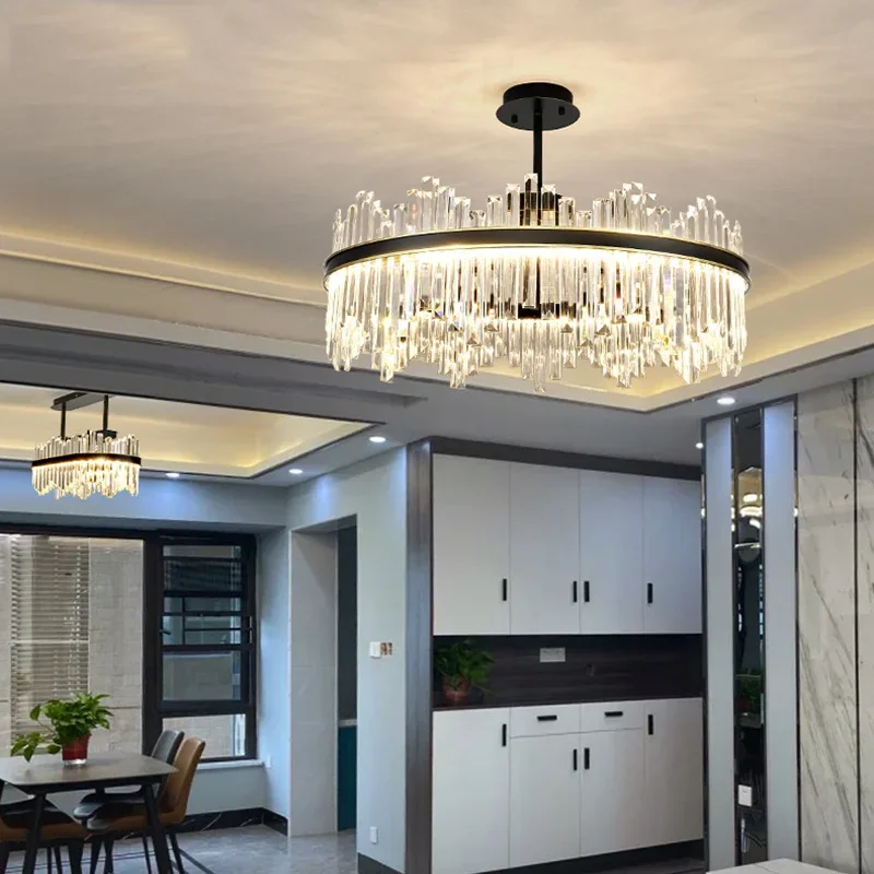 

GHJUYIOL Home Luxury Crystal Chandelier, Living Room Light Designer, New Modern and Simple Circular Restaurant, Bedroom Light