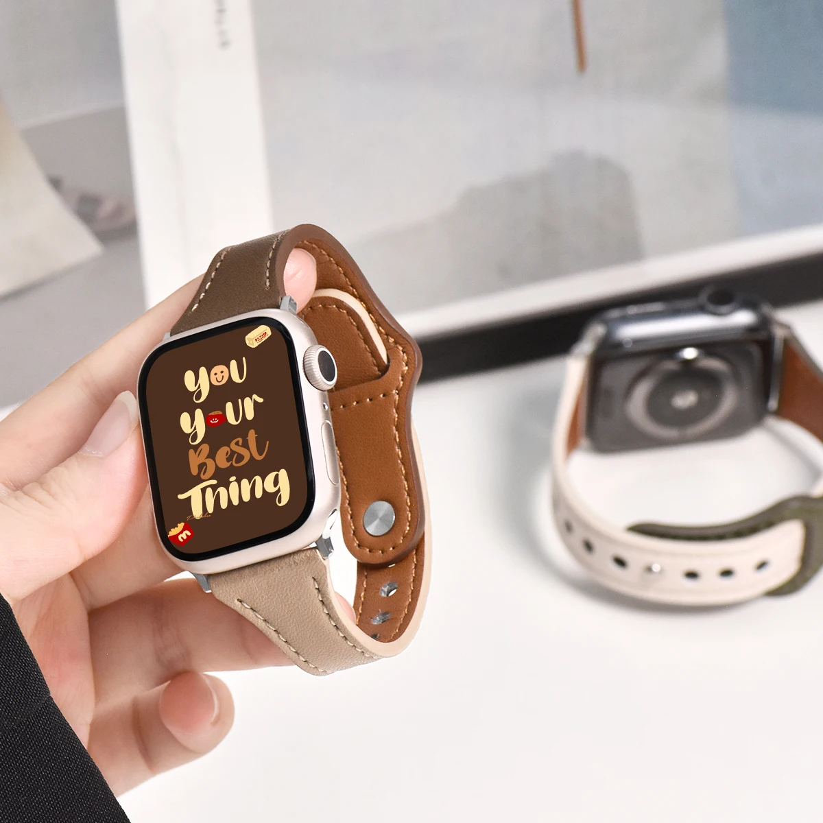 Slim Girl Strap para Apple Watch, pulseira de couro PU, pulseira iWatch, SE, S10, 42mm, 46mm, 9, 8, 7, 41mm, 45mm, 38mm, 42 milímetros, 44