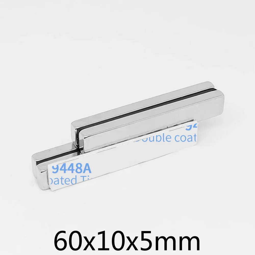 60x10x5mm Rare Earth Neodymium Magnet With 3M Self - Adhesive 60*10*5 Thick Block Permanent NdFeB Magnet 60x10x5