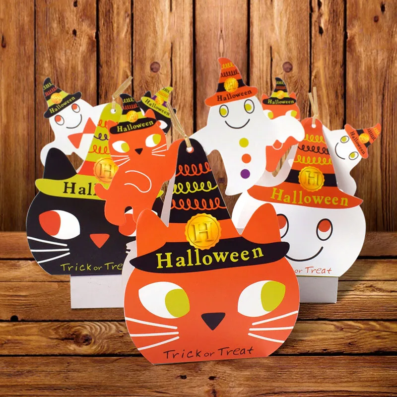 

20pcs Halloween Candy Box Pumpkin Ghost Pattern Paper Gift Boxs Trick Or Treat Kid Cookies Bag Happy Party Deco Supplies