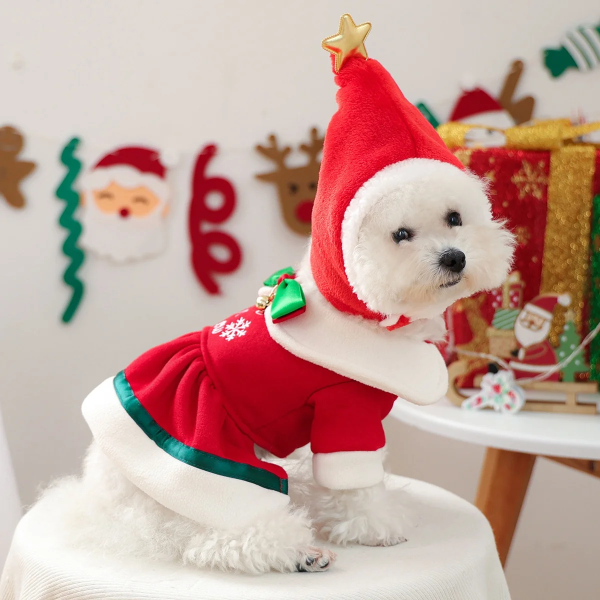 

Christmas Pet Small And Medium-sized Dog Clothes Bell Cat Dress Casual Christmas Cat And Dog Hats Pet Clothes