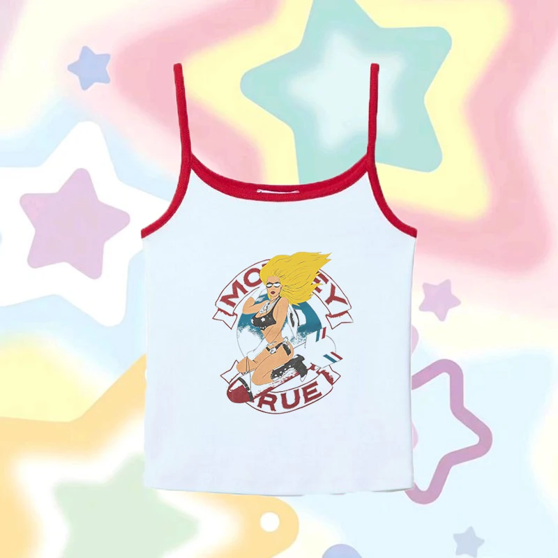 2000s y2k baby vest retro cartoon print Frauen exposed navel sexy vest Harajuku mini vest suspender summer new style