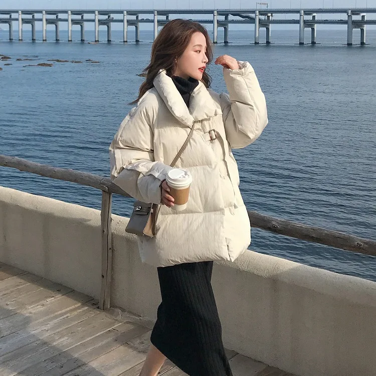 2025 Short Loose Down Cotton Jacket Women's College Style Versatile Korean Edition Hong Kong Style Cotton Coat Winter New Cotton