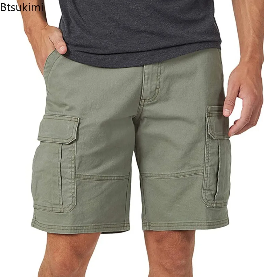 

Summer Fashion Casual Tooling Shorts Men's Solid Loose Cotton Multi-pockets Cargo Pants Comfy Beach Sport Short Trousers for Men