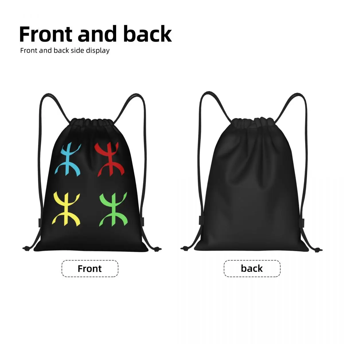 Colorful Amazigh Berber Tifinagh Drawstring Backpack Women Men Sport Gym Sackpack Foldable Kabyle Imazighen Shopping Bag Sack