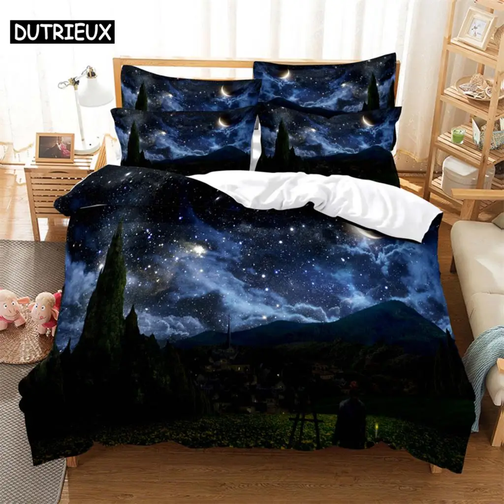 

Starry sky 3D Digital Bedding Sets Home Bedclothes Super King Cover Pillowcase Comforter Textiles Bedding Set bed cover set