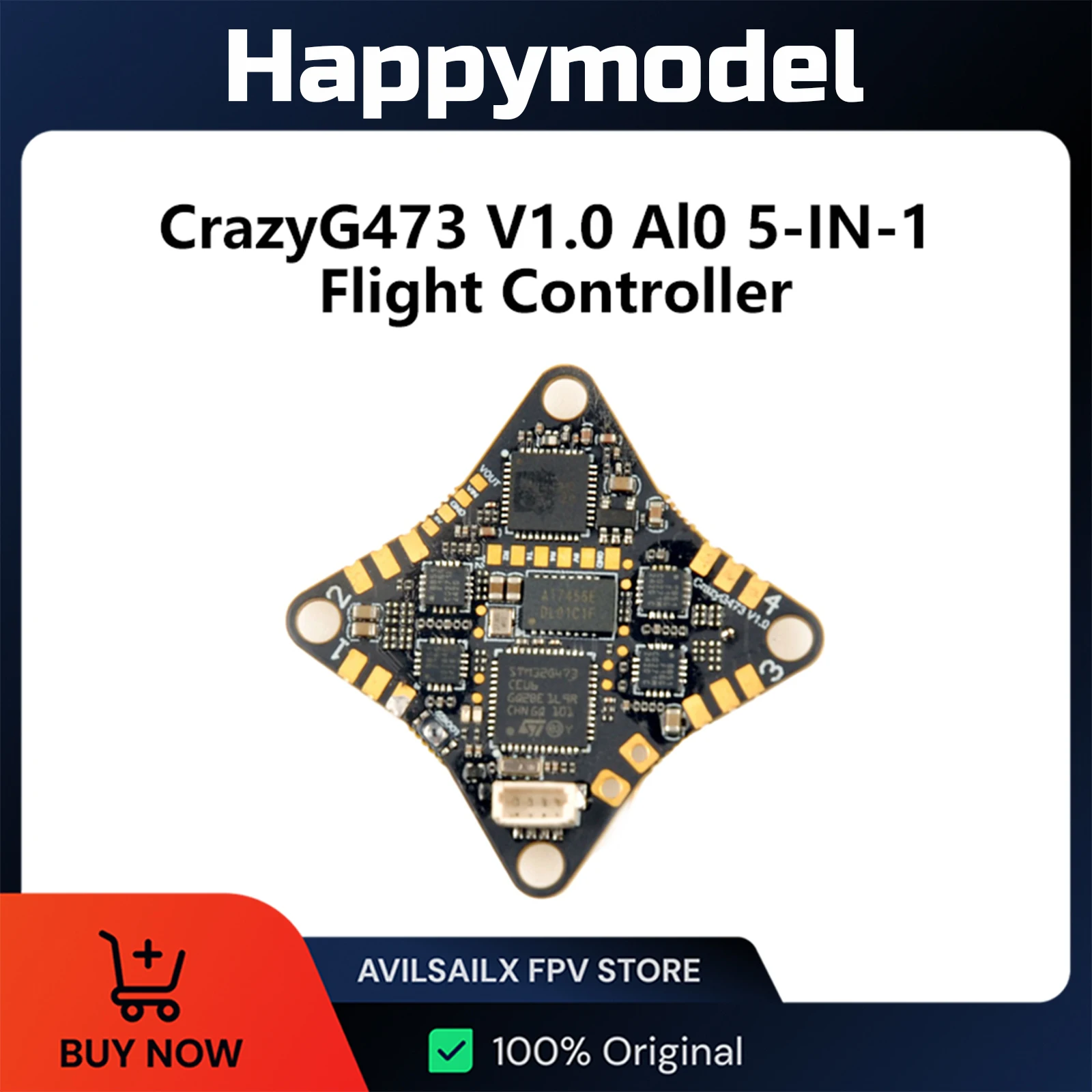 

Happymodel CRAZYG473 V1.0 AIO 5-в-1 для 65 мм1S Micro-Type FPV Whoops Встроенный приемник UART ELRS 5,8G Контроллер полета Openvtx