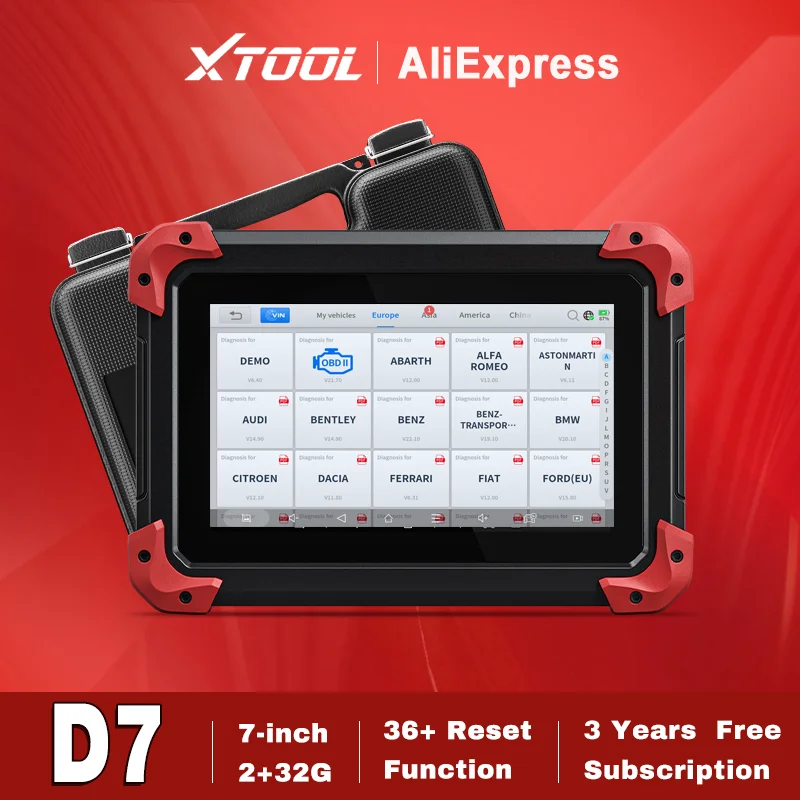 XTOOL D7 Все системы Автомобильный диагностический инструмент Двунаправленный сканер 36+ Сброс ECU Кодирование ключей Программатор с CANFD/DOIP/FCA OBD2 Sca