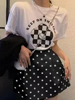 Victorian Sle Polka Dot Puffy  Skirt High Waist Midi Skirts White Flower Bloom f-length Women's Faion Summer 2024 - Image 4