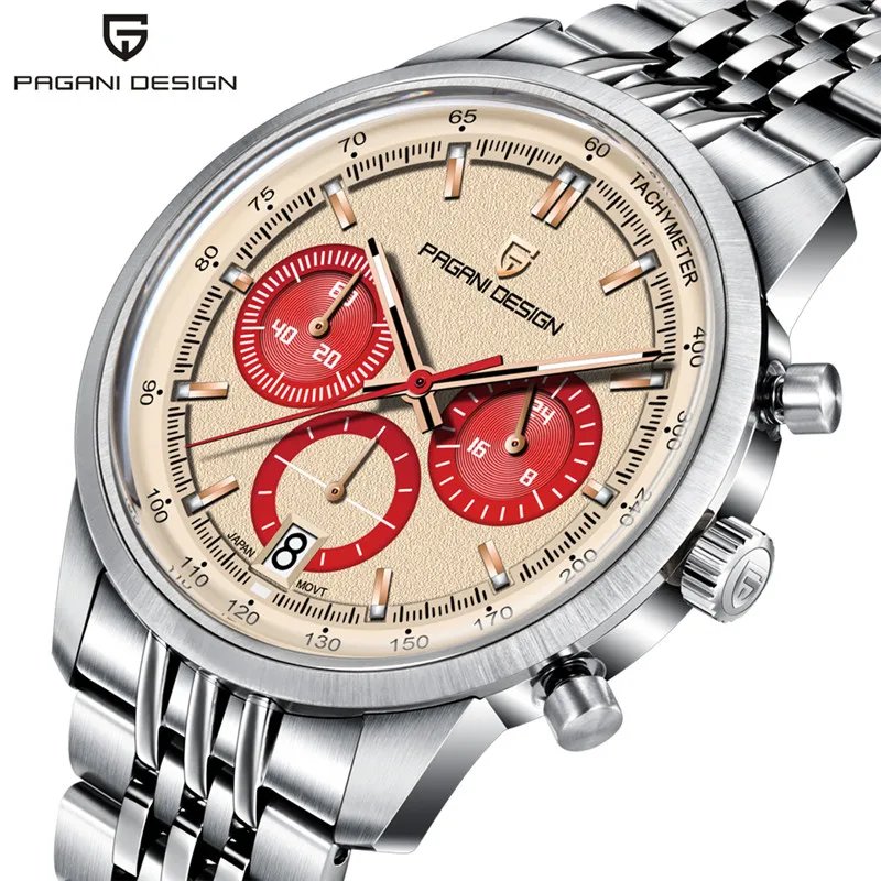 PAGANI DESIGN Pilot Chronograph Stop Watch for Men VK63 Military Sports Waterproof Quartz Mens Watches relógio masculino montres