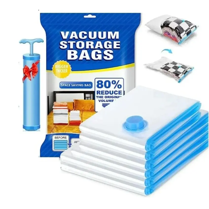Vacuum Pump for Bags Transparent Folding Compressed Space Saving Vacuum Bag for Clothes Vacuum Storage Bags with Pump