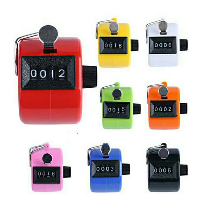 4 Digit Number Counters Plastic Shell Hand Finger Display Manual Counting Tally Clicker Color Shell Timer Soccer Golf Counter