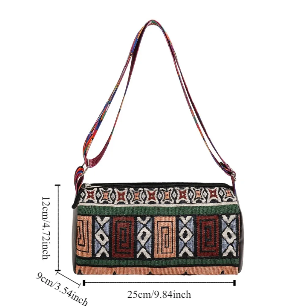 Large Capacity Ethnic Style Crossbody Bags Woven Bag Messenger Bag Fringe Shoulder Bag Geometric Handbag Bohemian Tote Bag Women