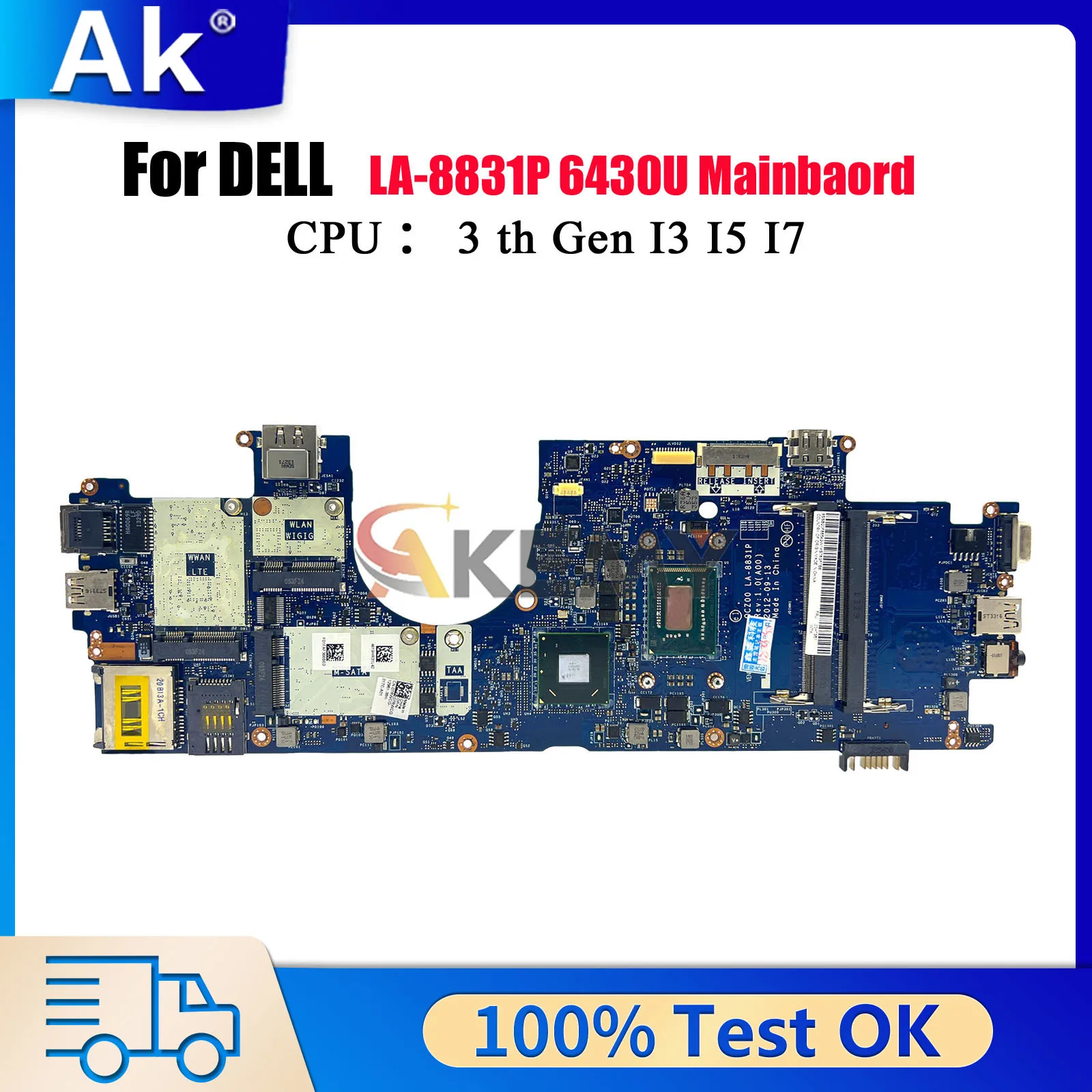 

Материнская плата CN-0V80FM 02GYHG для DELL Latitude 6430U с процессором i5 i7 LA-8831P DDR3, 100% полностью протестирована
